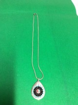 Vintage native F.L NATACHU zuni sterling silver inlay turquoise sunface pendant  - £143.84 GBP