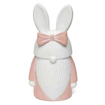 Gnome Bunny A3020 Pink with Bow Outdoor Indoor Statue Meravic Concrete 7... - $32.67