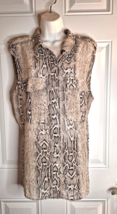 MNG Sleeveless Button-Down Pockets Sheer Snake Print Tunic Top Blouse Si... - $12.34