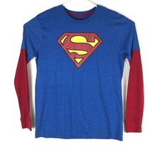 Superman Youth Boys Medium Blue Cotton Blend Long Sleeve T-Shirt DC Comics  - £11.02 GBP