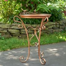 Shallow Bird Feeder/Plant Stand Tray on Three Leg Design (Aged Copper Fi... - $99.95