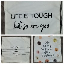 3 Pillow Cases Covers Affirmation Life You Are Tough It&#39;s OK Feelings Enjoy 17&quot; - £14.38 GBP