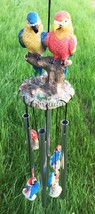 Red and Blue Scarlet Macaw Parrots Couple Resonant Relaxing Wind Chime P... - $35.99