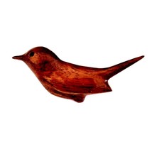 Brown Antique Teak Wood Bird Brooch - $11.87