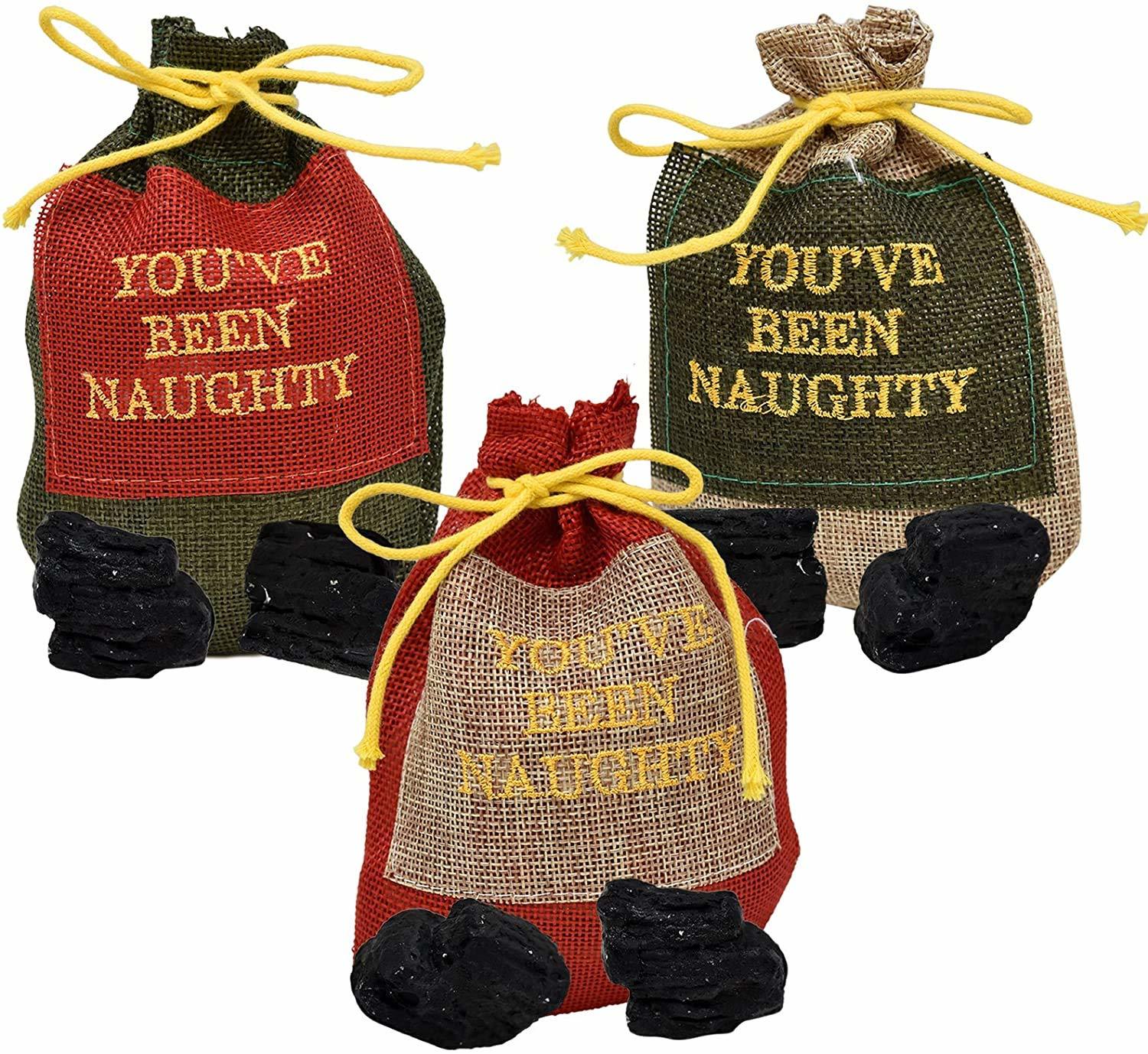 Primary image for Funny Christmas Naughty Coal Santa Sack Bag Stocking Stuffer Gag Plastic Lumps