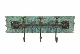 Vintage Iron Wall Hooks Antique Finish Metal Clothes Bath Tower Hanger Turquoise - £29.18 GBP