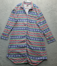 Lands&#39; End Pajama Shirt Women Large Multi Fair Isle Cotton Collared Button Down - £15.72 GBP