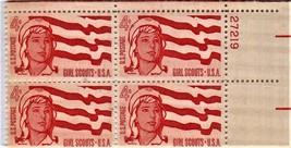 U S Stamp - 4 cent Girl Scout Stamp - Plate Block of 4 Mint Stamps - £3.19 GBP