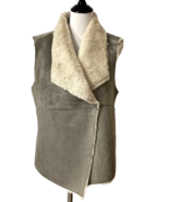 Faux Fur Suede Vest XL Gray Cream Soft Lightweight Comfort Dylan Los Ang... - $25.88