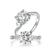2Ct Certified DVVS1 Moissanite Diamond Round Engagement Ring 14k White Gold Over - £147.35 GBP
