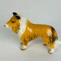 Vintage Porcelain Tannish Brown White Collie Dog Puppy Animal Figure - £30.49 GBP