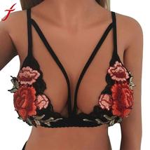 Push Up Bra Bralette Rose Floral Embroidery Sexy Black Lace Strappy White Bras - £23.97 GBP