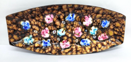 Vintage Enamel on Copper MILLEFIORI Floral Decorative Tray Trinket 10x4.5 - £38.54 GBP
