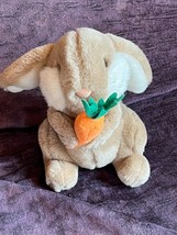 Lemonwood Asia Very Cute Brown &amp; Cream Plush Easter Bunny Rabbit Holding Carrot - £8.87 GBP