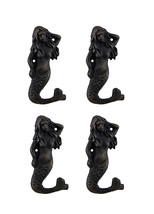 Set of 4 Blackened Bronze Finish Cast Iron Mermaid Wall Hooks - £19.07 GBP