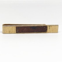 Vintage Leather Gold Tone Tie Bar Clasp Tie Tack - £27.92 GBP