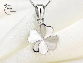 Four Leaf Clover Pendant 925 Sterling Silver Necklace Chain Jewellery Women Gift - £12.86 GBP