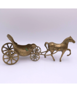 Vintage Solid Brass Horse &amp; Buggy Cart Carriage 15&quot; Long   Italy - $1,112.09 MXN