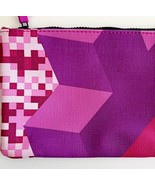Ipsy Tetris Cosmetics Bag 7 x 5&quot; Pink Purple Geometric Design C99 - $27.34 CAD