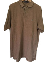Polo By Ralph Lauren Men&#39;s shirt tan heather green Horse L cotton short sleeve - £21.72 GBP