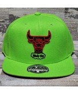 Chicago Bulls Mitchell &amp; Ness Windy City Neon Green Fitted Cap Hat Size ... - $23.75