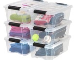 IRIS USA 12 Quart Stack &amp; Pull Box, Clear with Black Buckle, Set of 6 - $64.99