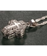 Silver-Tone Metal Alloy CROSS Pendant Necklace Locket ~ Singapore Twiste... - £17.55 GBP