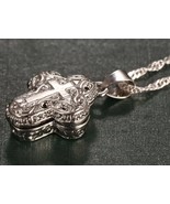 Silver-Tone Metal Alloy CROSS Pendant Necklace Locket ~ Singapore Twiste... - $22.44