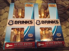 2 Brinks Keyed Entry Door Knob Mobile Home Polished Brass Bell Key  2710... - $34.65