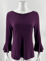 41 Hawthorn Stitch Fix Sweater Size M Purple Bell Sleeve Boat Neck Solid Womens - £26.75 GBP