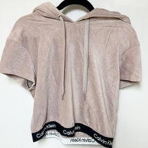 Calvin Klein Performance Womens Ribbed Hooded Pullover Shirt Velour Crop... - $21.78