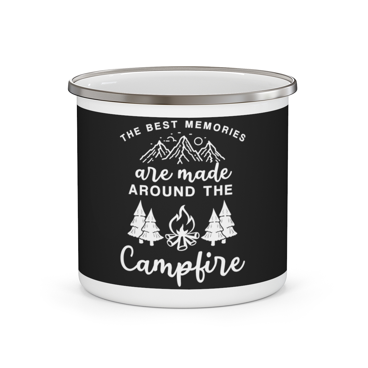 Personalized 12oz Black Enamel Campfire Mug | Nature Lovers Gift - £16.13 GBP