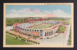 Aerial View Buffalo Civic Stadium NY Football Linen UNP Postcard c1940s - £7.80 GBP