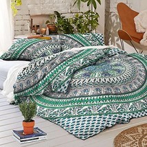 Traditional Jaipur Duvet Cover Queen Size, Indian Mandala Cotton Throw, Bohemian - £39.95 GBP