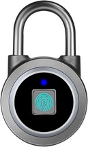 Grey Fingerprint Padlock With Bluetooth Lock, Mobile App, Keyless Biometric - $47.98