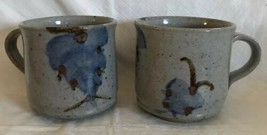 Vintage Hand Spun Pottery Stoneware Coffee Mugs Signed Dated 1976 Speckl... - $24.99