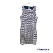 Banana Republic Factory Size 6 Blue Cream Sheath Dress Jacquard Sleeveless - $16.79