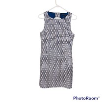 Banana Republic Factory Size 6 Blue Cream Sheath Dress Jacquard Sleeveless - £13.38 GBP