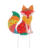 Charming Color &amp; Whimsy Metal FOX Garden Stake Yard Lawn Art Outdoor Hom... - £14.76 GBP
