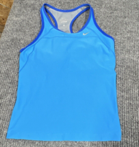 NIKE Dri Fit Shirt Womens Medium Blue Tank Athletic Built In Bra Racerback Shape - £12.12 GBP