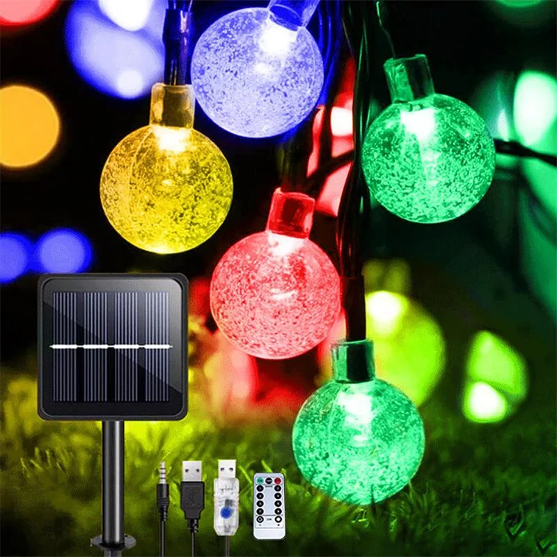 8 Modes Solar Led Bubble Crystal Ball Light Indooor Outdoor Garden Waterproof Fa - £82.62 GBP