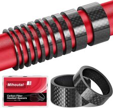 Carbon Fiber Bike Headset Spacers, 1 1/8 Inch, 12 Pack, 6 Sizes, Lightwe... - $2.96