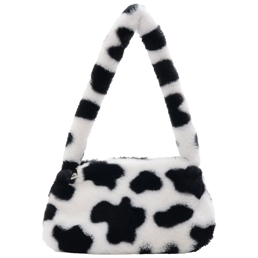 Fashion Women  Print Mini  Bags Female Winter Plush Underarm Bags Soft  Tote Bag - $60.27