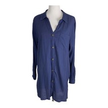 LL Bean Womens Shirt Size XL Blue Tunic or Dress Semi Sheer Long Sleeve ... - £25.14 GBP