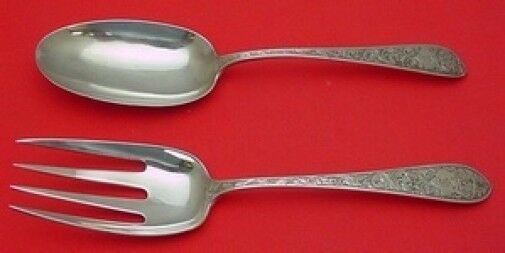 Colonial B Engraved by Whiting Sterling Silver Salad Serving Set 2pc Orig 9 1/4" - $385.11