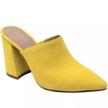 Charles by Charles David Women Block Heel Mules Valiant Size US 6M Yellow Suede - £24.68 GBP