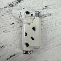 Vintage Novelty Butane Dog Lighter Refilable White Metal Case - $11.88