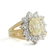 Authenticity Guarantee 
Fancy Light Yellow Oval Diamond Halo Statement Ring 1... - £11,186.98 GBP