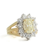 Authenticity Guarantee 
Fancy Light Yellow Oval Diamond Halo Statement R... - £11,008.87 GBP
