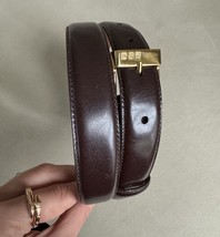 Ralph Lauren Burgundy Box Leather 1in Size L 37.5in Gold Hardware Belt - $1,316.41 MXN